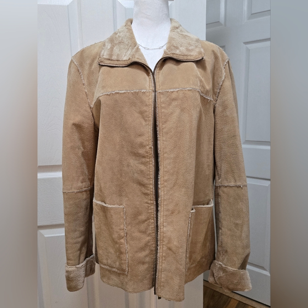 Winlit Women's Suede Jacket, Tan, Size L - Picture 8 of 14